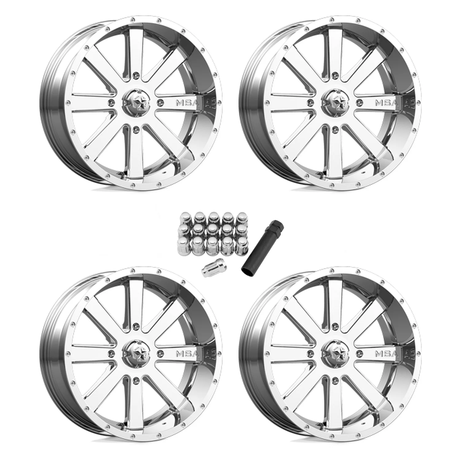 MSA M34 Flash Chrome 20x7 Wheels/Rims (Full Set)